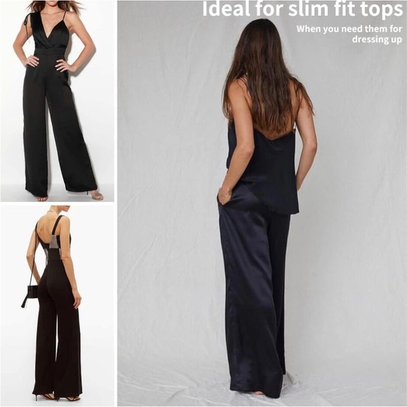 Wide leg, black Satin pants 3X - Picture 3 of 9